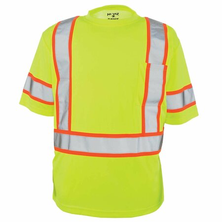 GAME WORKWEAR Two-Tone ANSI Class 3 Hi-Vis Tee, Yellow, Size 2X 275R